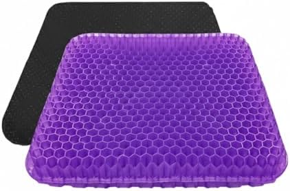 holie 100% Gel Seat Cushion - Extra Thick - Honeycomb Gel seat Cushion (Purple(42 * 36 * 3.5cm),X2Pcs)