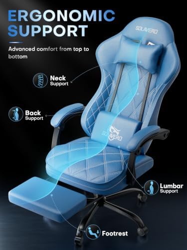 HLDIRECT Gaming Chair with Massager Lumbar Support, 400LBS Weight Capacity