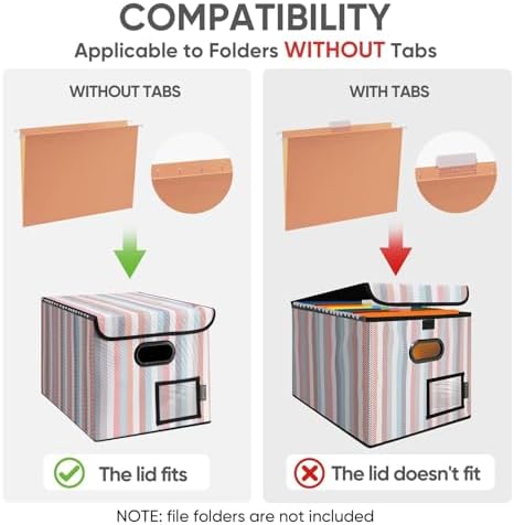 BALEINE File Organizer Box with Lid, Collapsible Hanging File Storage Box