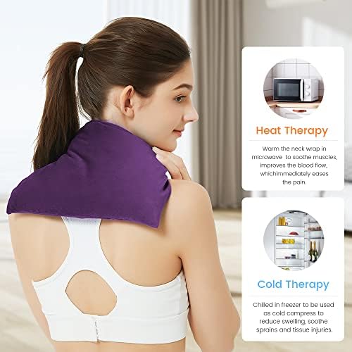 Microwave Heating Pad 8 * 12" Microwave Bean Bag Heating Pad for Neck and Shoulders, Moist Heat Pack Pillow Warm Compress for Knee, Muscles, Joints, Abdomen - Purple