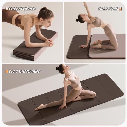 PAIDU Foldable Yoga Mat 10MM Thick SGS Certified TPE 75x26" Portable