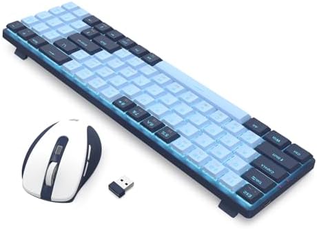 Redragon BS8773 Wireless Keyboard and Mouse Combo, 78 Keys 2.4Ghz Wireless Low-Profile Mechanical Red Switch Keyboard w/Slim Compact Design & Single Blue Backlit, Comfort Grip 2400 DPI Max Mouse
