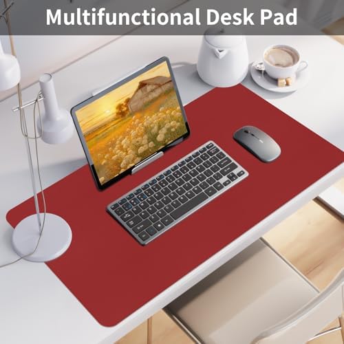Bloss Red Desk Mat, Leather Desk Matt for Desktop, Waterproof Large Desk Pad, Keyboard Mat, Computer Mat for Office/Home/Decor(31.5 x 15.7 Inches)