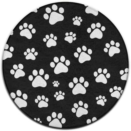 Men's Large Home Decor Mat, Soft Round Yoga Carpet, Non Slip Machine Washable Home Office Circle Rug Dog Paw Print