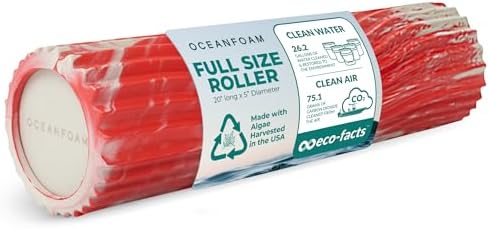 Oceanfoam Tidal Roller - Massage Foam Roller for Exercise (Red Marbled)