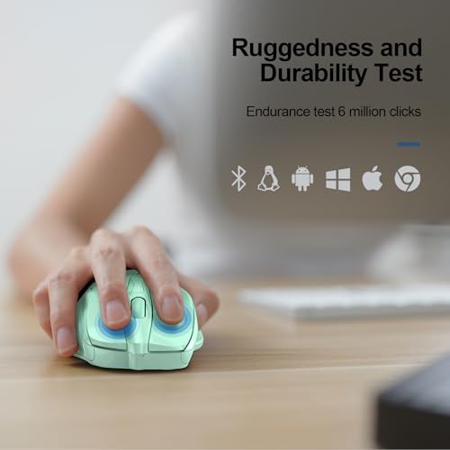 TECKNET Wireless Mouse, BT 5.0/2.4G, Silent 4800 DPI 6 Buttons, Green
