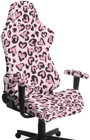 Leopard Print Chair Gaming Chair Covers,Stretchable Soft Non-Slip Easy to Install Gamer Chairs Cover with Armrest