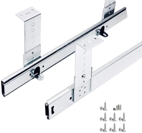 V3VOGUE 1-Pair Heavy Duty Metal Runners Slides 50kg Load - with Ball Bearing and Height Adjustable, for Drawer/Keyboard Shelf/Bookshelves/Piano, Under Desk Keyboard Tray Sliding Rails