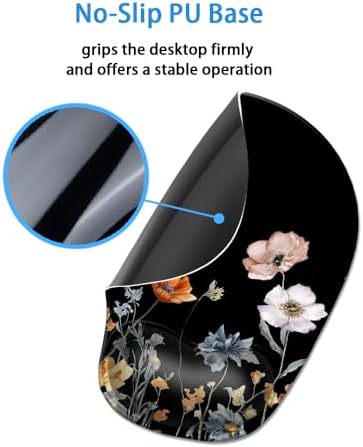 Ergonomic Mouse Pad with Wrist Rest,Comfortable Computer Gel Mouse Pad Wrist Support for Laptop,Pain Relief Mousepad with Non-Slip PU Base Cute Floral