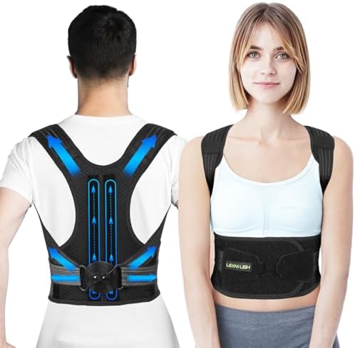 Lexniush Posture Corrector for Women/Men, Adjustable Upper Back Brace for Back Pain Relief, Lightweight Posture Support Straightener for Teenagers Boys Girls to Improve Slouch, Prevent Humpback, XL