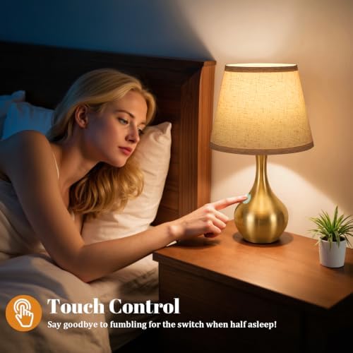 16.1" Touch Table Lamp for Nightstand, 3 Way Dimmable Small Bedroom Lamp