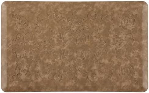 J&V TEXTILES Medallion Embossed Cushioned Anti Fatigue Floor Mat, Thick Non Slip Waterproof Kitchen Rug, Heavy Duty Foam Standing Mat for Kitchen (Taupe, 20" X 39")