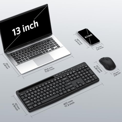 OMOTON Wireless Keyboard and Mouse Combo,2.4GHz USB Receiver & Phone Holder