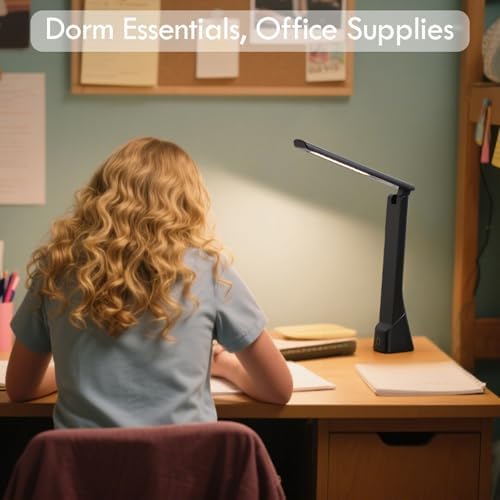WILIT Rechargeable LED Desk Lamp with Torch Light for Office Home,Cordless Battery Operated Table Lamp with 3 Colors Dimmble Stepless,Eye-Caring Desk Light,Touch Control Lamp for Camping Reading Study