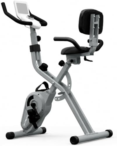 BARWING Stationary Exercise Bike for Home Workout, 5 IN 1 Foldable Indoor Cycling Bike for Seniors, 350LB Capacity, 16-Level Magnetic Resistance, Seat Backrest Adjustments