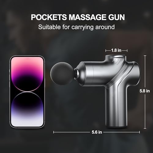 LEERCON Massage Gun Deep Tissue Mini Muscle Massager for Pain Relief, Grey