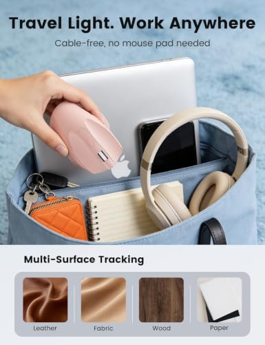 Pink Wireless Mouse for Laptop, Quiet Cordless Computer Mice for Office