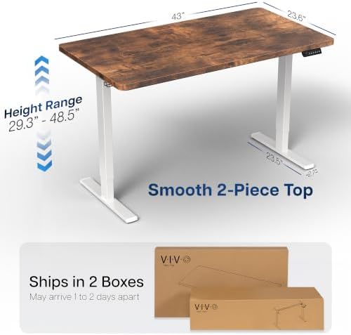 VIVO Rustic Vintage Brown 43 x 24 in Standing Desk, DESK-KIT-1W4N