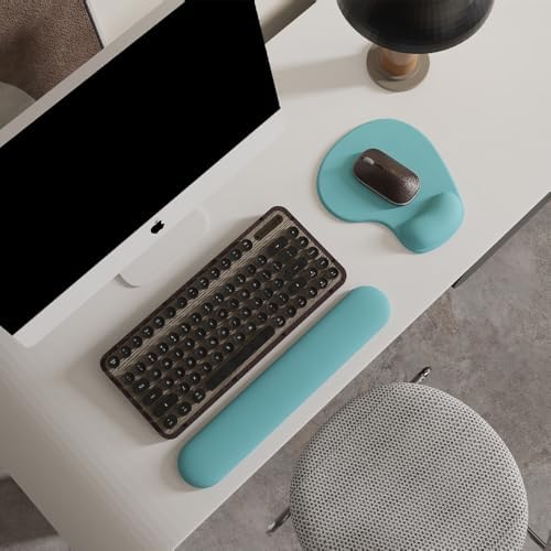 Office Mousepad with Gel Wrist Support - Ergonomic Gaming Desktop Mouse Pad Wrist Rest - Design Gamepad Mat Rubber Base for Laptop Computer -Silicone Non-Slip Special-Textured Surface (04Blue)