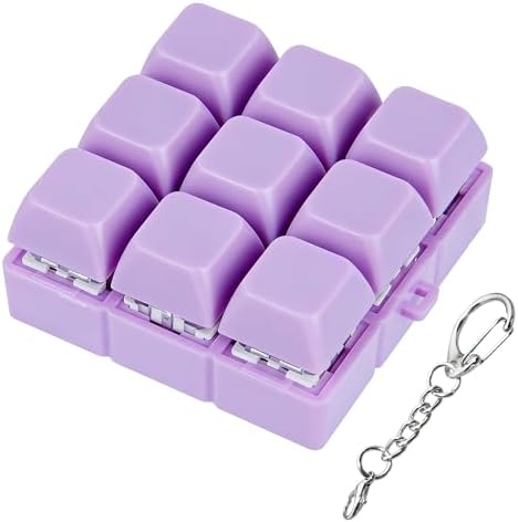 Keyboard Fidget Toy, Keyboard Fidget Keychain 9-in-1 Keyboard Decompression Button Finger Clicker Toys Stress Relief Fidget Gifts (Purple)