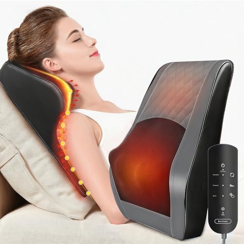 Boriwat Back Massager with Heat, 3D Kneading Massage Pillow for Back, Neck, Shoulder, Leg Pain Relief Deep Tissue, Gifts for Women Men Mom Dad(Dark Gray)