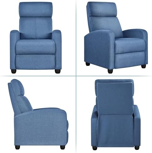 Yaheetech Recliner Chair with 3 Adjustable Angles Armchair Light Blue