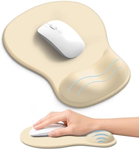 Ergonomic Mouse Pad with Wrist Rest, Gel Wrist Support, Beige