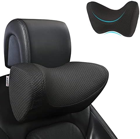 iwantit® Car Neck Pillows with Memory Foam, Neck Supporting for Long Time Driving, Adjustable Straps and Comfy Outer Cover(Black,1Package, Large Size)