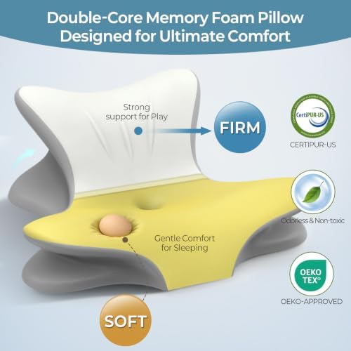 Cervical Neck Pillow for Pain Relief, Ergonomic Reading Pillow for Bed, Contour Wedge Pillow Back Support Pillow, Orthopedic Memory Foam Pillows for Sleeping, Use Lying Reading