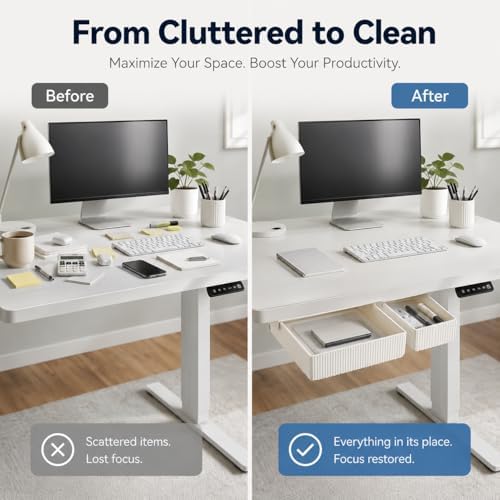 Under Desk Drawer Organizer, 2 Pack Self Adhesive Desk Storage Drawers