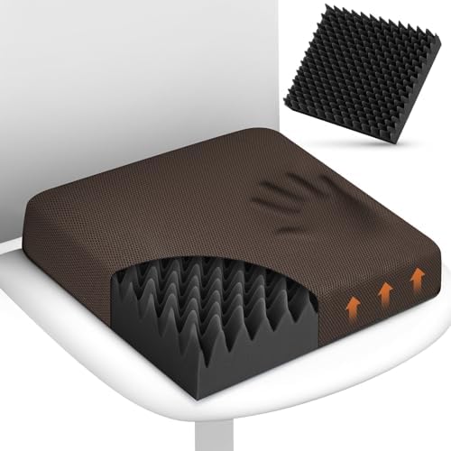 Geiserailie Breathable Mesh Cover Egg Chair Cushion with Non-Slip Cover Egg Foam Pad Set for Chairs Relieve Back Foam Seat Recliner Cushions 4" Thick Office Chair Accessories Pad (1 Set,Gray Black)
