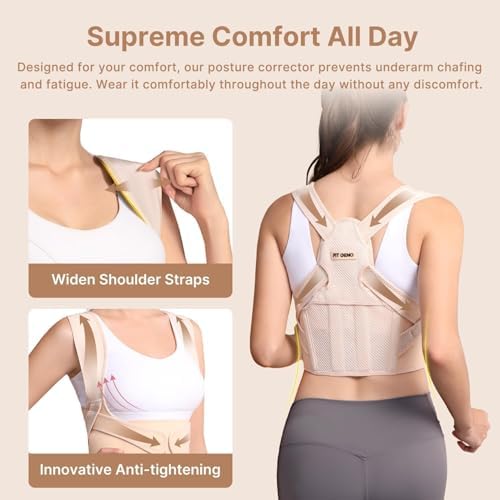 Fit Geno Posture Corrector for Women Lite, Upper Back Brace for Slouching