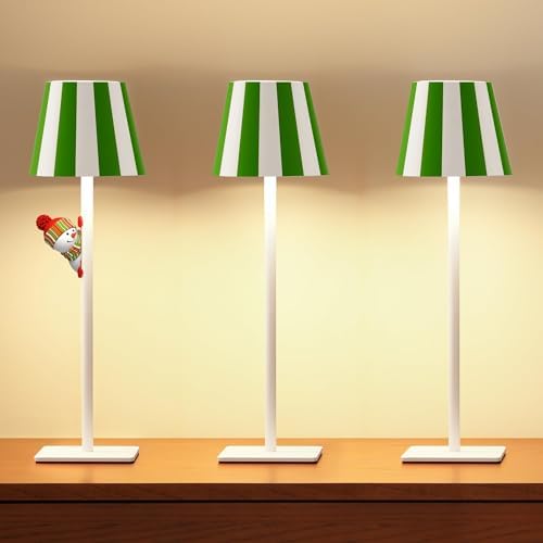 UME 3 Pack Cordless Table Lamp, Battery Operated Lamp - Portable Waterproof Rechargeable Table Lamp w/ 3 Color Temps & Stepless Dimming for Dinner, Desk, Cafe, Outdoor (Green)