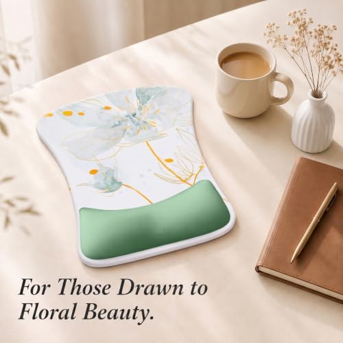 Gel Mouse Pad & Memory Foam Keyboard Wrist Rest Set Sage Green Floral