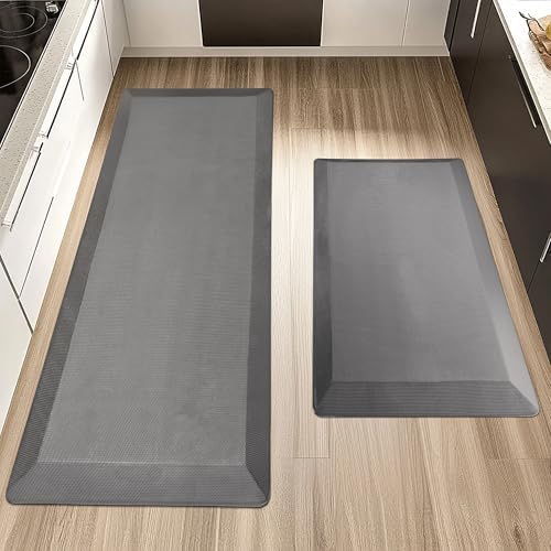 Tyrot Extra Thick Anti Fatigue Mat for Kitchen Floor, 20x32+20x48, Grey