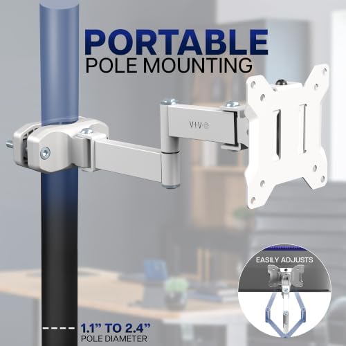 VIVO White Pole Mount Monitor Arm for 17 to 32 in Screen, MOUNT-POLE01AW