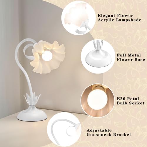 WERFOP Flower Table Lamp Cute Desk Lamp for Bedroom Home Decor