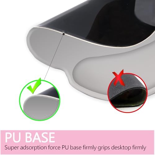 Mouse Pad with Wrist Rest Support, Ergonomic Gaming Mouse Pad with Non-Slip PU Base for Computer, Laptop, Office and Home, Easy Typing & Pain Relief (Gray)