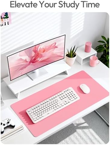 YSAGi Leather Desk Protector, Office Mat, Large Mouse Mat, Non-Slip PU Leather Blotter, Laptop Desk, Waterproof Writing Pad for Office and Home (Pink, 47.2" x 23.6")