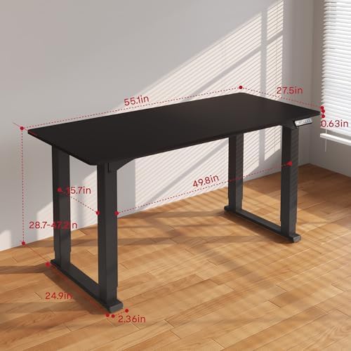 SANODESK 4-Leg 55''x28'' Large Electric Height Adjustable Standing Desk