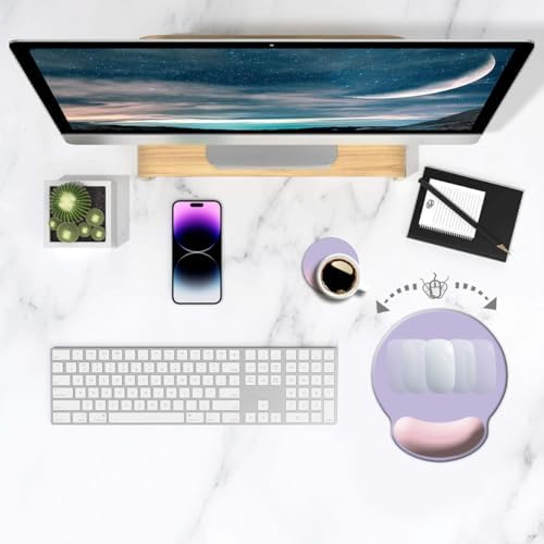 DOOKE ErgoComfort Wrist Rest Mouse Pad-Ergonomic Office Mousepad with Wrist Support-Non-Slip, Design Desk Accessories Mat for Home&Game Decor Pink Purple