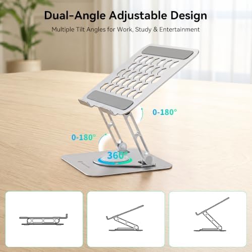 Yottamaster Adjustable Laptop Stand, 360° Rotating Aluminum Silver