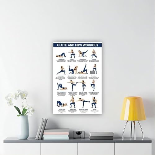 Glute And Hips Workout for Women Lower Body Exercise Chart Leg And Glute Home Gym Fitness Canvas Poster Bedroom Decor Room Decor Frame 16x24inch