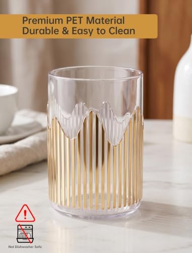 Clear Gold Striped Pen Holder, Makeup Brush & Toothbrush Cup