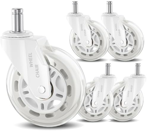 Office Chair Caster Wheels Replacement 3 Inch Roller Blade, Set of 5