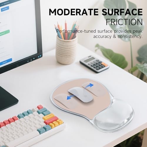 AUPET Ergonomic Mouse Pad with Gel Wrist Support – Non-Slip Mouse Mat with Comfortable Memory Gel Cushion – Relieves Wrist Pain – Designer Pattern for Home Office & Gaming (Flesh Color)