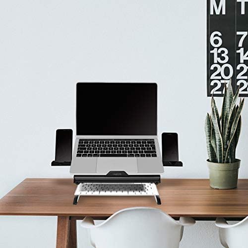 LogiLink AA0133 Notebook Stand with Smartphone Holders, Suitable for 10-15.6 Inch Laptops and Tablets, Black