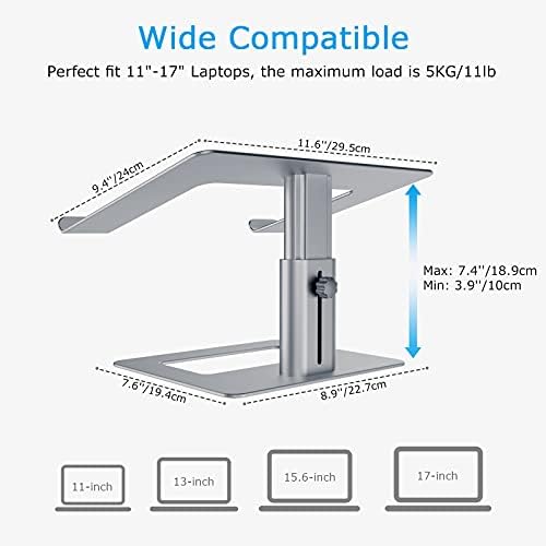 BoYata Laptop Stand, Height Adjustable Laptop Riser for 11-17" Laptops
