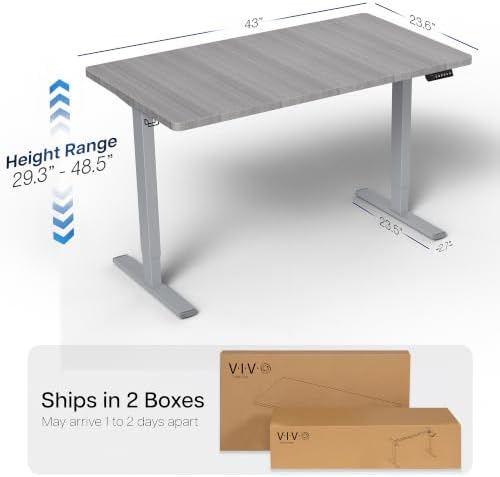 VIVO Dark Gray 43 x 24 in Standing Desk, DESK-KIT-1G4G