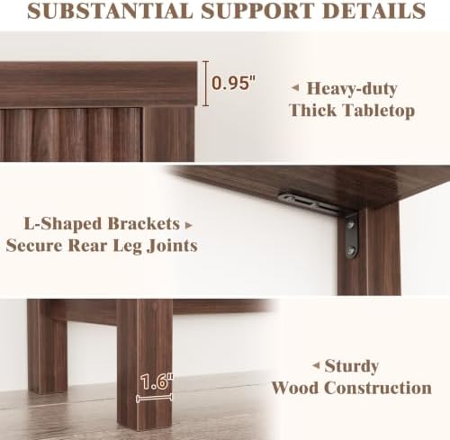Cyclysio 39" Console Table with Charging Station & 2 Fluted Drawers